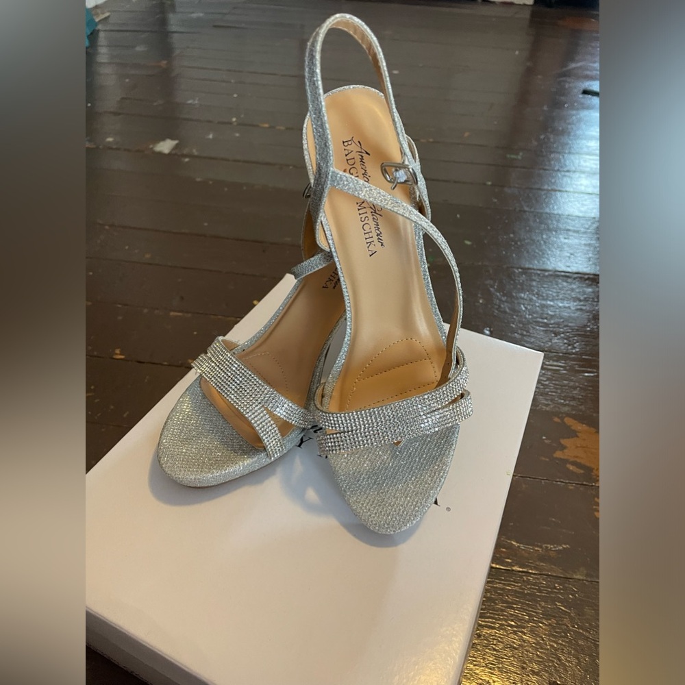 silver sparkly heels